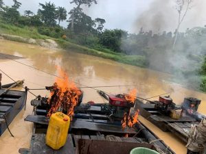 galamsey equipment burnt